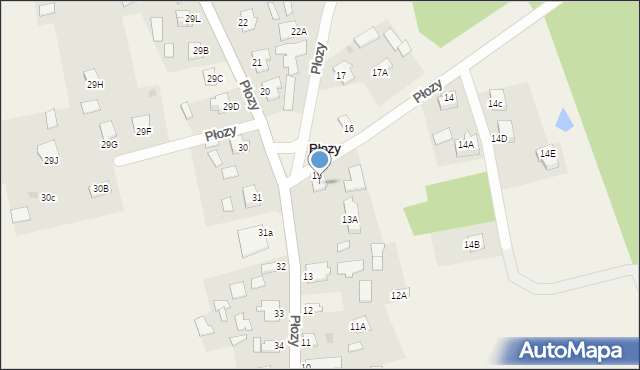 Płozy, Płozy, 15, mapa Płozy