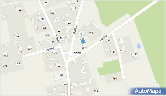 Płozy, Płozy, 16, mapa Płozy