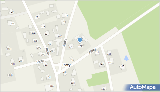 Płozy, Płozy, 17A, mapa Płozy