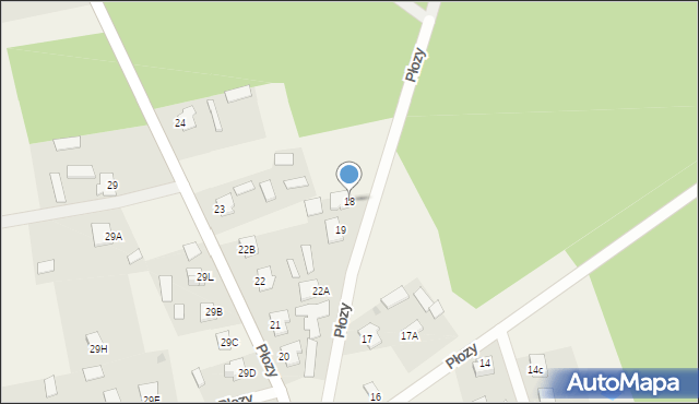 Płozy, Płozy, 18, mapa Płozy