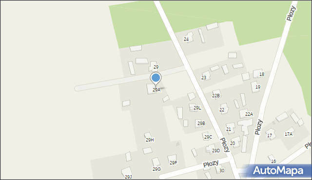 Płozy, Płozy, 29A, mapa Płozy