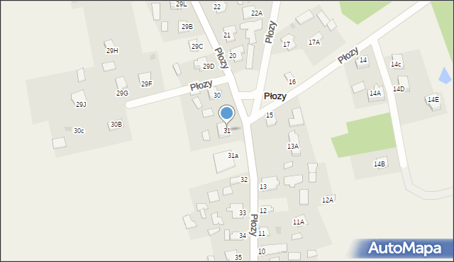 Płozy, Płozy, 31, mapa Płozy