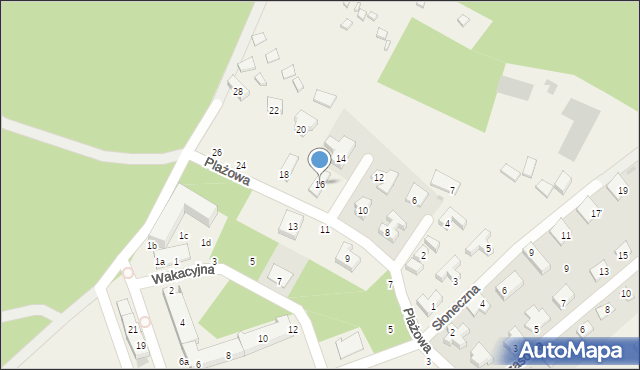 Poddąbie, Plażowa, 16, mapa Poddąbie