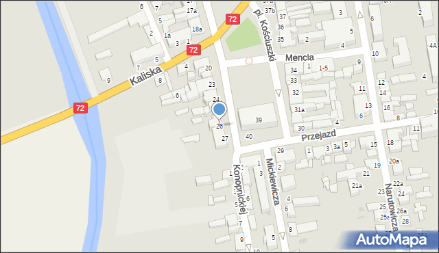 Poddębice, Plac Kościuszki Tadeusza, gen., 26, mapa Poddębice