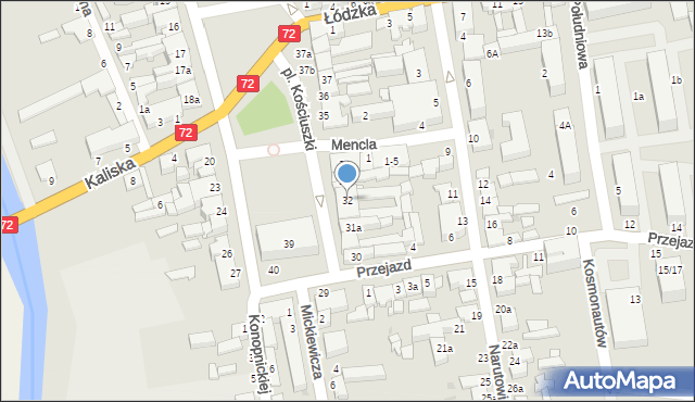 Poddębice, Plac Kościuszki Tadeusza, gen., 32, mapa Poddębice