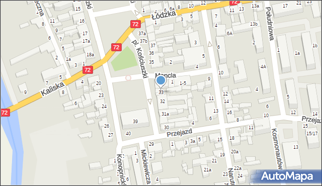 Poddębice, Plac Kościuszki Tadeusza, gen., 33, mapa Poddębice