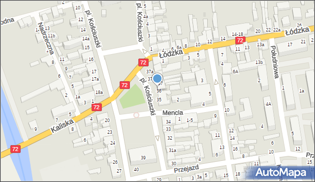 Poddębice, Plac Kościuszki Tadeusza, gen., 36a, mapa Poddębice