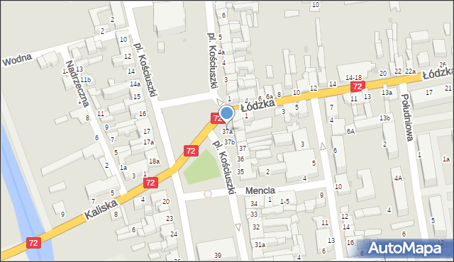 Poddębice, Plac Kościuszki Tadeusza, gen., 37a, mapa Poddębice