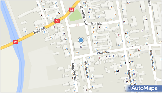 Poddębice, Plac Kościuszki Tadeusza, gen., 39, mapa Poddębice