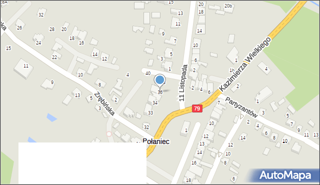 Połaniec, Plac Uniwersału Połanieckiego, 36, mapa Połaniec