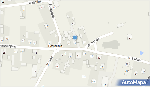 Postoliska, Plac 3 Maja, 3, mapa Postoliska