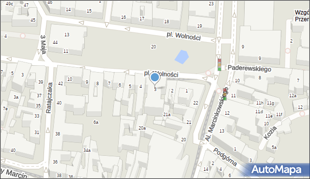 Poznań, Plac Wolności, 3, mapa Poznania