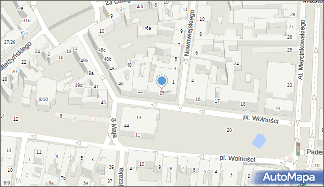 Poznań, Plac Wolności, 15, mapa Poznania