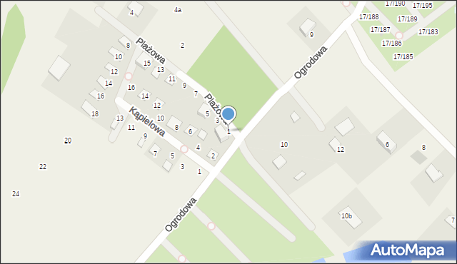 Prądocin, Plażowa, 1, mapa Prądocin