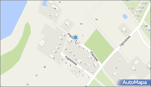 Prądocin, Plażowa, 13, mapa Prądocin