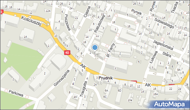 Prudnik, Plac Szarych Szeregów, 1, mapa Prudnik