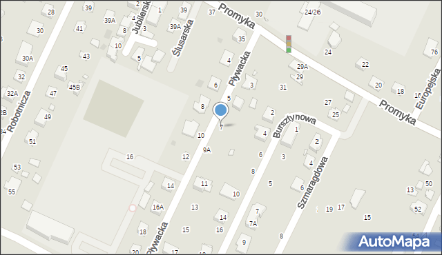 Pruszków, Pływacka, 7, mapa Pruszków