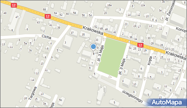 Przysucha, Plac 3 Maja, 8, mapa Przysucha