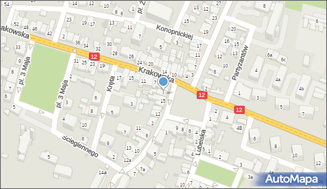 Przysucha, Plac Kolberga, 16, mapa Przysucha