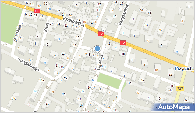 Przysucha, Plac Kolberga, 4, mapa Przysucha