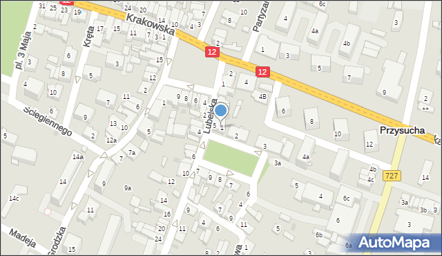 Przysucha, Plac Wyszyńskiego Stefana, ks. kard., 1, mapa Przysucha