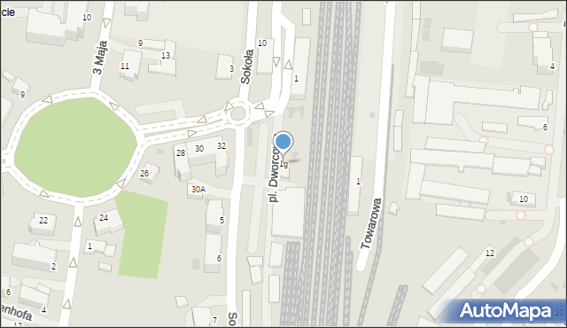 Pszczyna, Plac Dworcowy, 1g, mapa Pszczyny