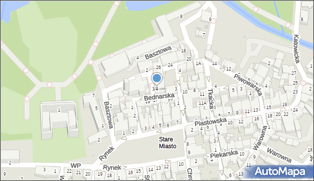 Pszczyna, Plac Kuczery Józefa, ks. prał., 4, mapa Pszczyny