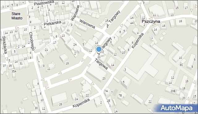 Pszczyna, Plac Targowy, 11, mapa Pszczyny