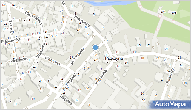 Pszczyna, Plac Targowy, 1A, mapa Pszczyny