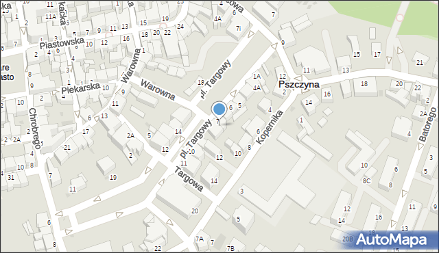 Pszczyna, Plac Targowy, 9, mapa Pszczyny