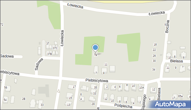 Pszczyna, Plebiscytowa, 7a, mapa Pszczyny