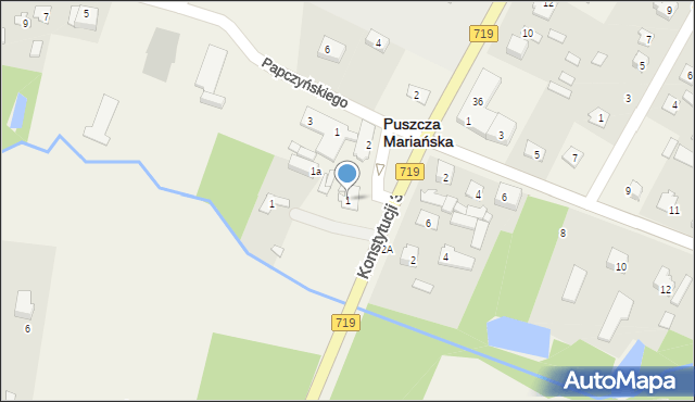 Puszcza Mariańska, Plac Kościuszki Tadeusza, gen., 1, mapa Puszcza Mariańska