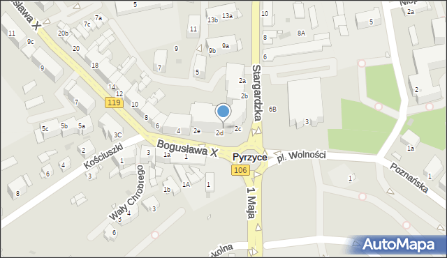 Pyrzyce, Plac Wolności, 2B, mapa Pyrzyce