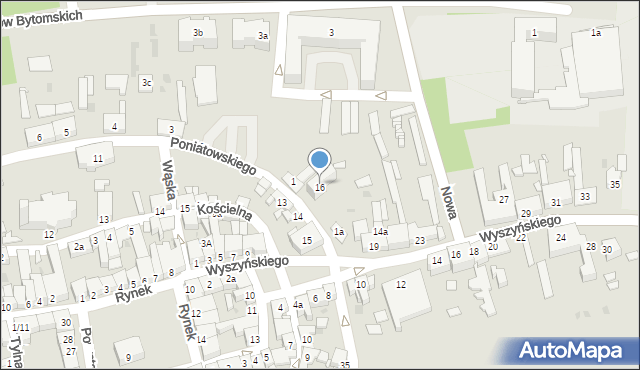 Pyskowice, Plac Księcia Józefa Poniatowskiego, 16, mapa Pyskowice