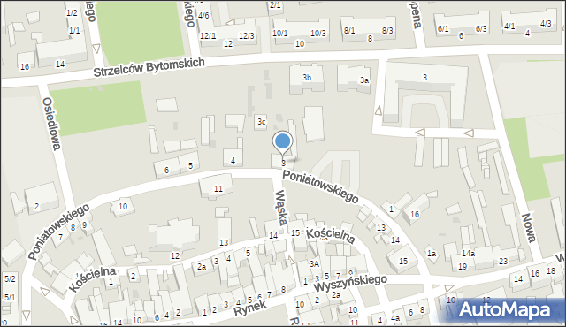 Pyskowice, Plac Księcia Józefa Poniatowskiego, 3, mapa Pyskowice