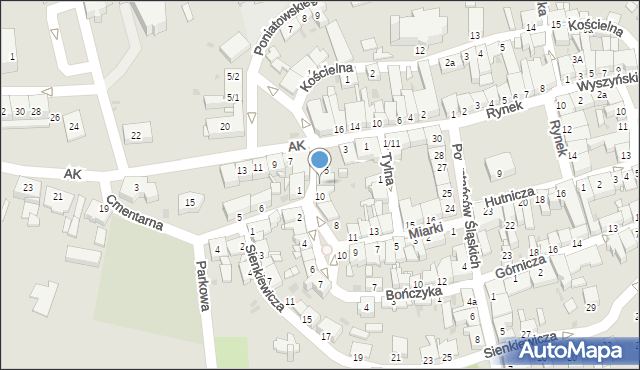 Pyskowice, Plac Miarki Karola, 11, mapa Pyskowice
