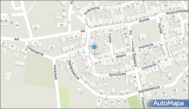 Pyskowice, Plac Miarki Karola, 8, mapa Pyskowice