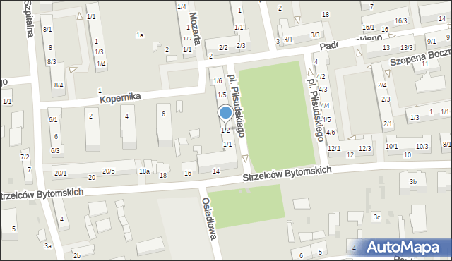 Pyskowice, Plac Piłsudskiego Józefa, marsz., 1/2, mapa Pyskowice