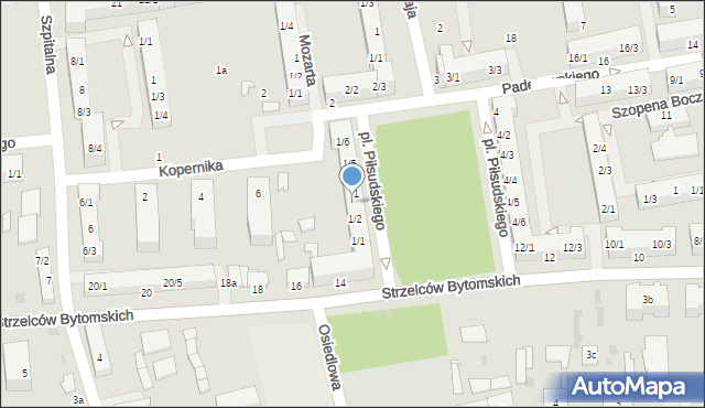 Pyskowice, Plac Piłsudskiego Józefa, marsz., 1/3, mapa Pyskowice