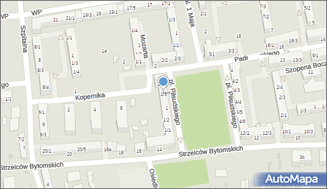 Pyskowice, Plac Piłsudskiego Józefa, marsz., 1/5, mapa Pyskowice