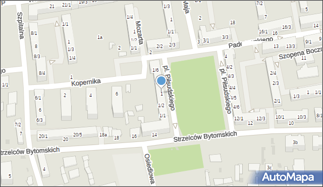Pyskowice, Plac Piłsudskiego Józefa, marsz., 1, mapa Pyskowice