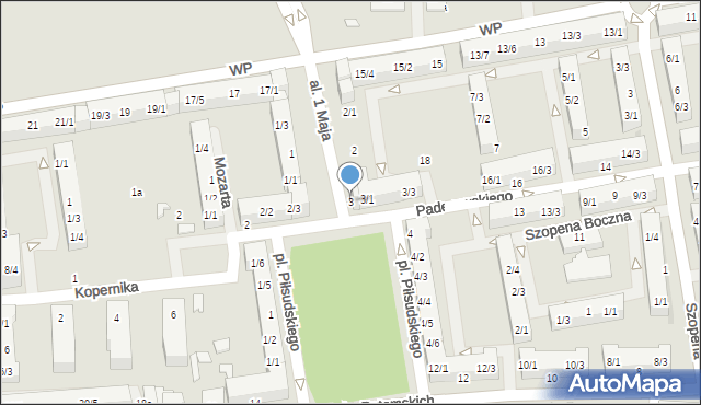 Pyskowice, Plac Piłsudskiego Józefa, marsz., 3, mapa Pyskowice