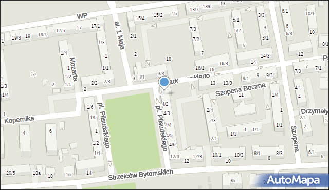 Pyskowice, Plac Piłsudskiego Józefa, marsz., 4/1, mapa Pyskowice