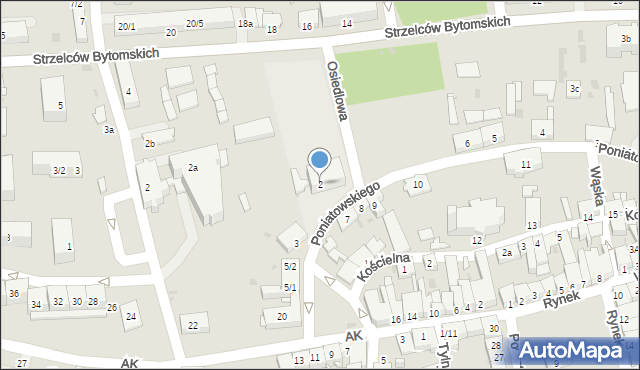 Pyskowice, Plac Poniatowskiego, 2, mapa Pyskowice