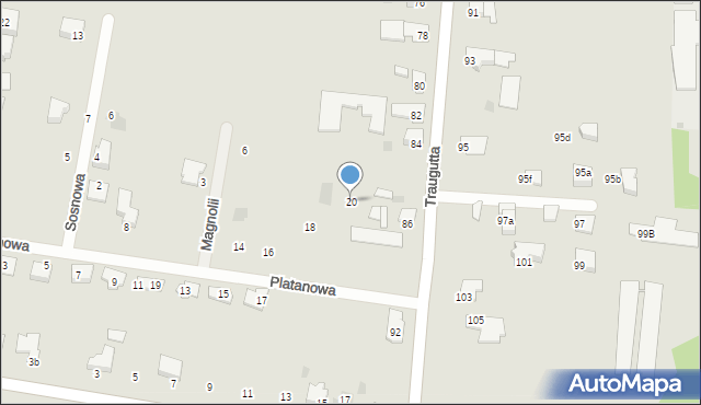 Pyskowice, Platanowa, 20, mapa Pyskowice