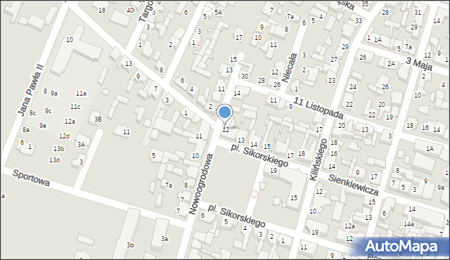Pyzdry, Plac Sikorskiego Władysława, gen., 12, mapa Pyzdry
