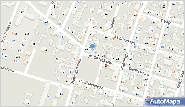 Pyzdry, Plac Sikorskiego Władysława, gen., 13, mapa Pyzdry
