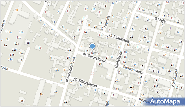 Pyzdry, Plac Sikorskiego Władysława, gen., 14, mapa Pyzdry