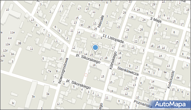 Pyzdry, Plac Sikorskiego Władysława, gen., 16, mapa Pyzdry