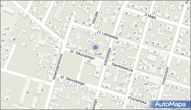 Pyzdry, Plac Sikorskiego Władysława, gen., 17, mapa Pyzdry